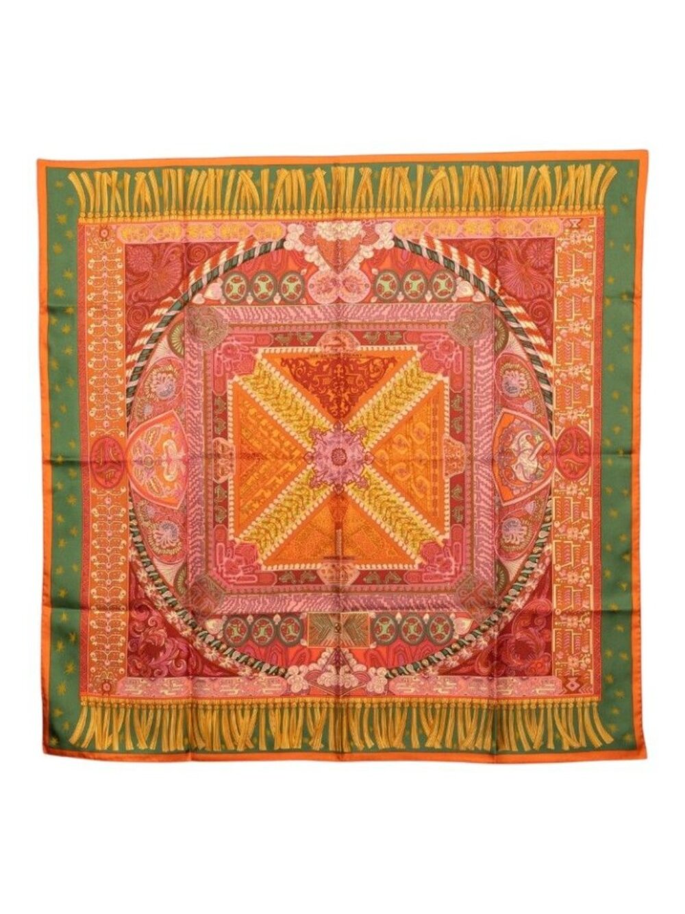 Hermes Carre 90 Sur Un Tapis Volant Riding on a Flying Carpet Scarf Orange